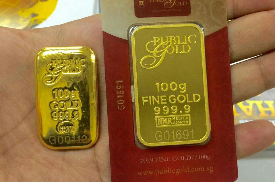 gold bar public gold 100gram cast bar dan casing