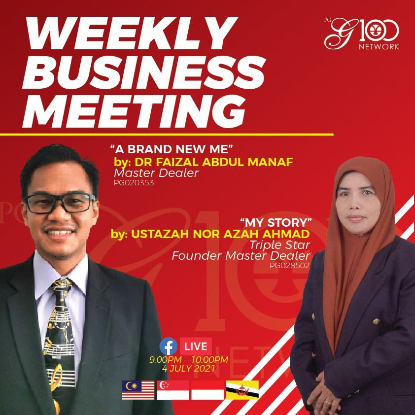 public gold g100 network weekly business meeting wbm 2021-07-04 dr faizal ustaz nor azah ahmad