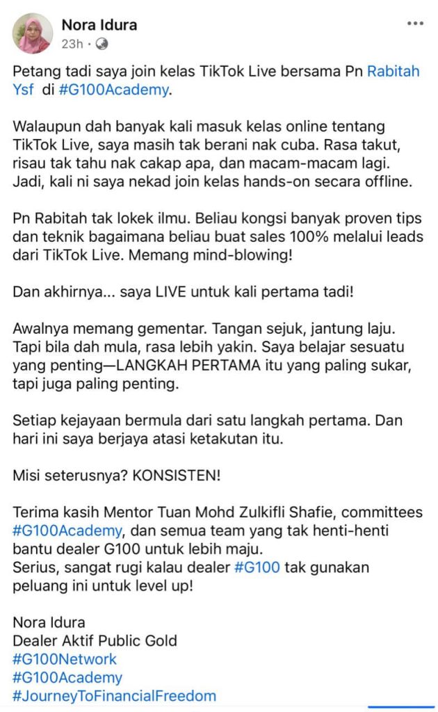 #testimoniG100Academy