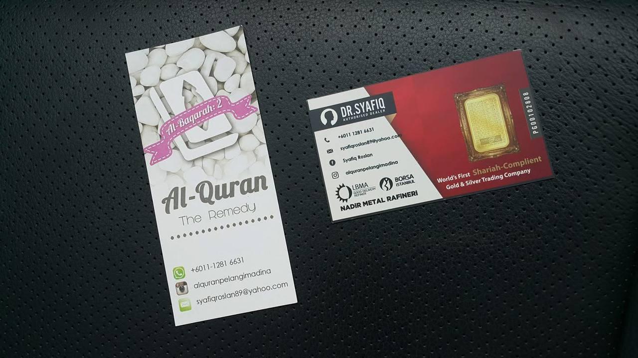 Kad perniagaan Dr. Syafiq Roslan bersama jongkong emas fizikal Public Gold