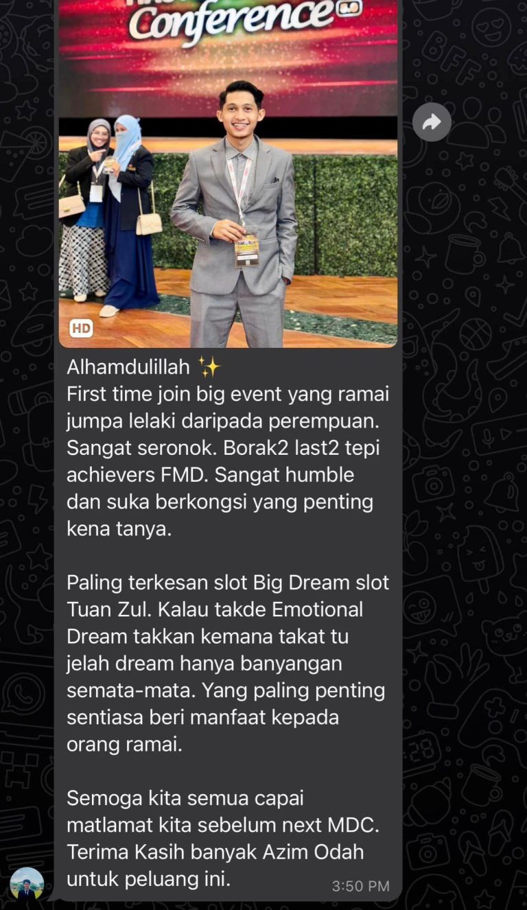 Testimoni Peserta MDC - Terkesan slot Big Dream Tuan Zul, achievers sangat humble